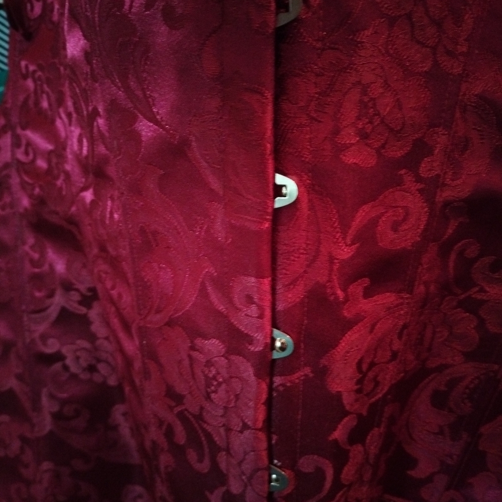 NWT Frederick's of Hollywood Dream Burlesque Red Satin Plus Size Corset 44 - Picture 4 of 6